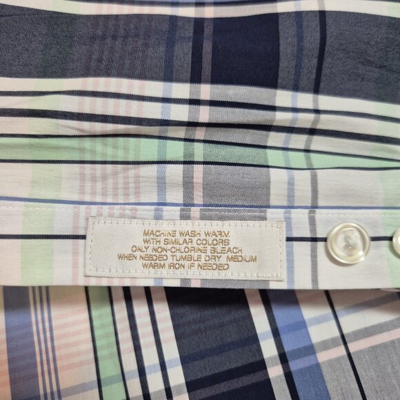 Roundtree & Yorke Gold Label Men's Shirt Size XXL Short S White Blue  Plaid (45) - Picture 10 of 11